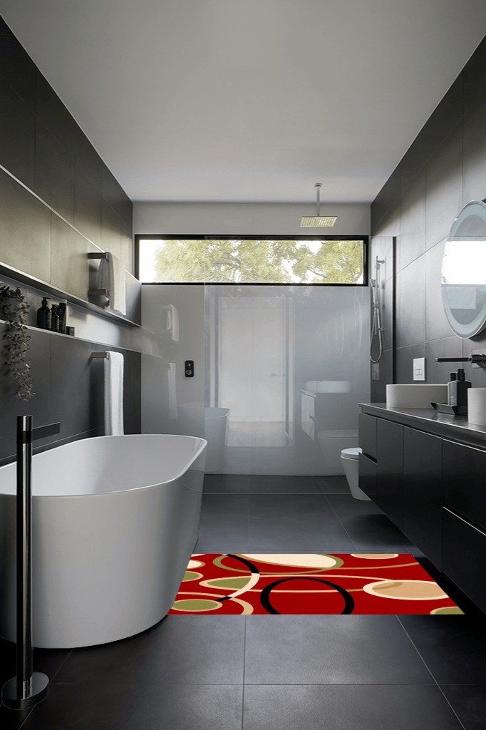 Bathroom rug ideas multicolor 3x5 in Black Modern Bathroom