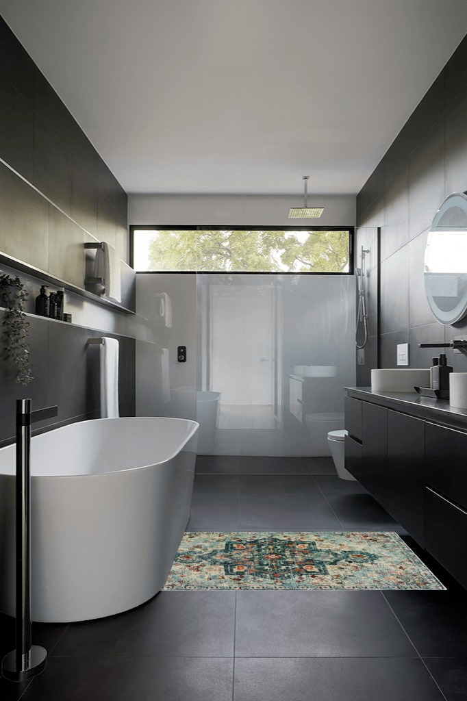 Bathroom rug ideas green 3x5 in Black Modern Bathroom