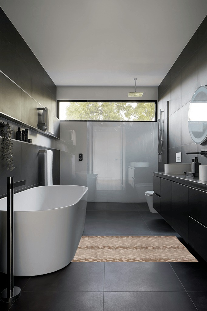 Bathroom rug ideas beige 3x5 in Black Modern Bathroom