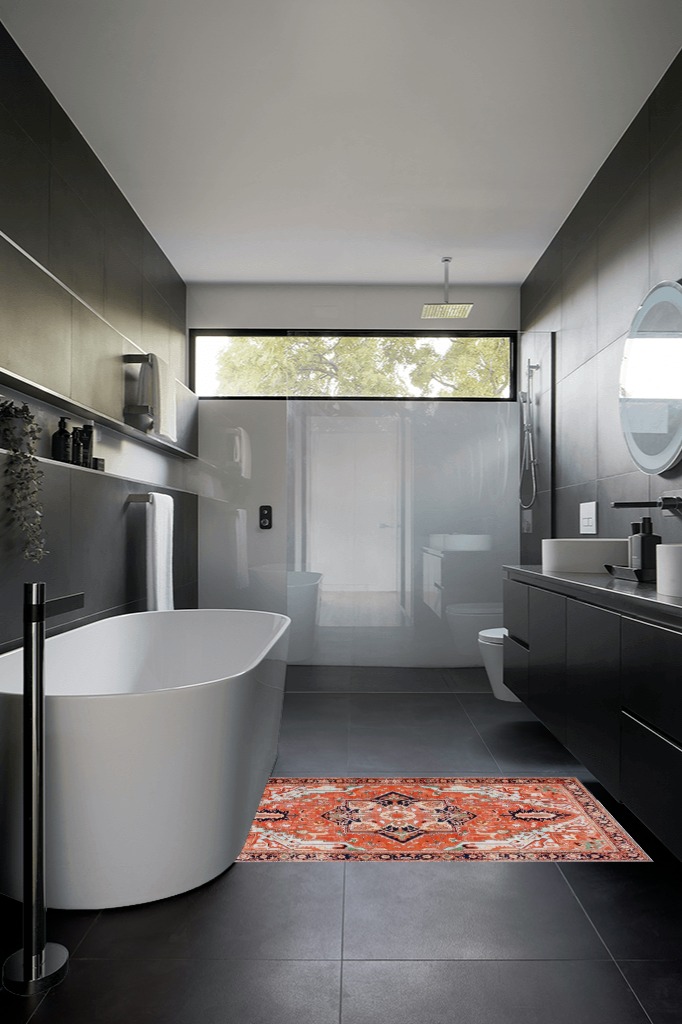 Bathroom rug ideas multicolor 3x5 in Black Modern Bathroom