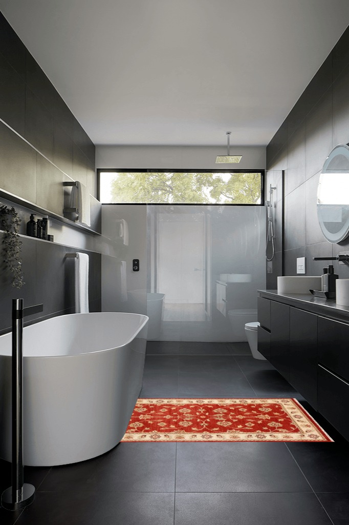 Bathroom rug ideas red 3x5 in Black Modern Bathroom