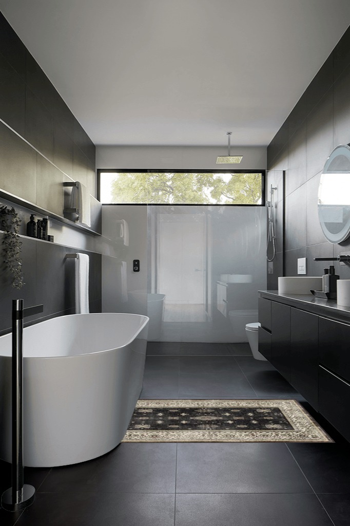 Rug ideas in Black Modern Bathroom