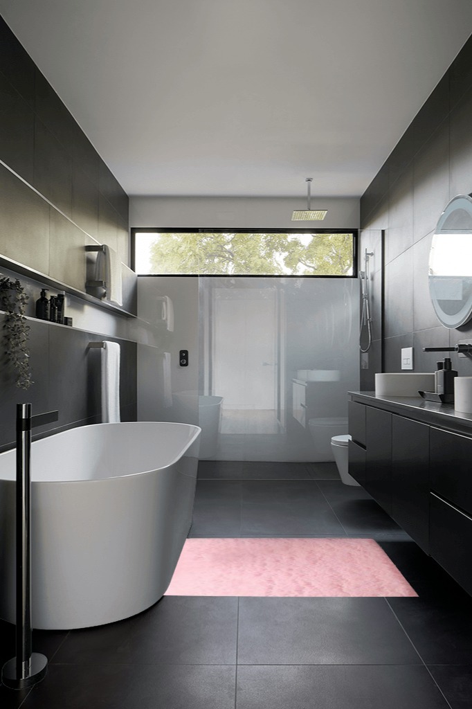 Bathroom rug ideas pink 3x5 in Black Modern Bathroom