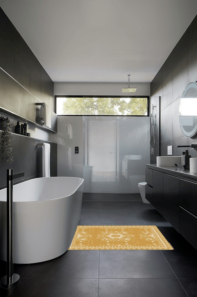 Bathroom rug ideas gold 3x5 in Black Modern Bathroom