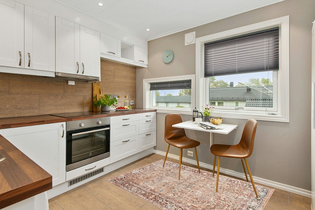 Rug ideas in Wood and White Small Kitchen