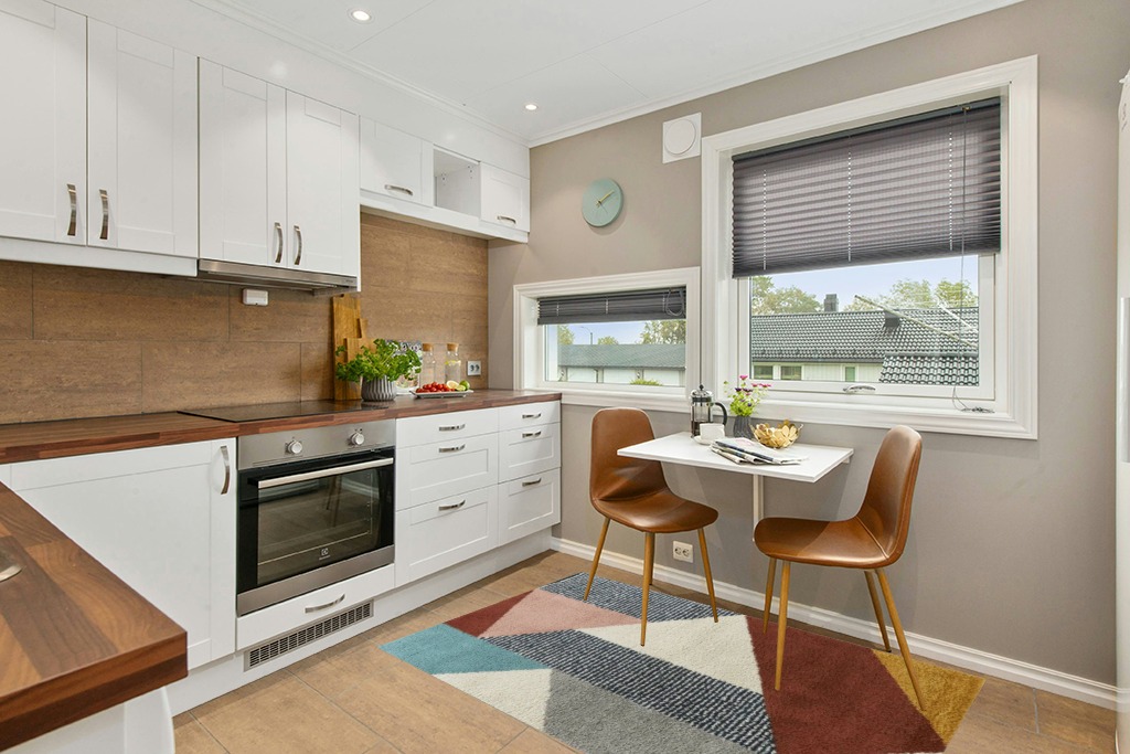 Rug ideas in Wood and White Small Kitchen