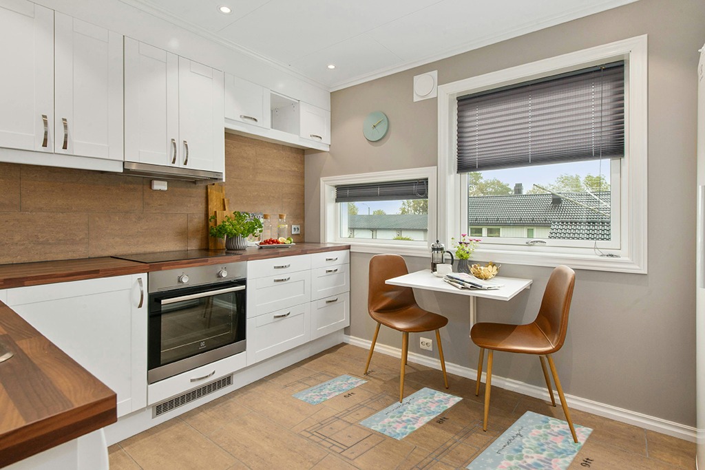 Rug ideas in Wood and White Small Kitchen