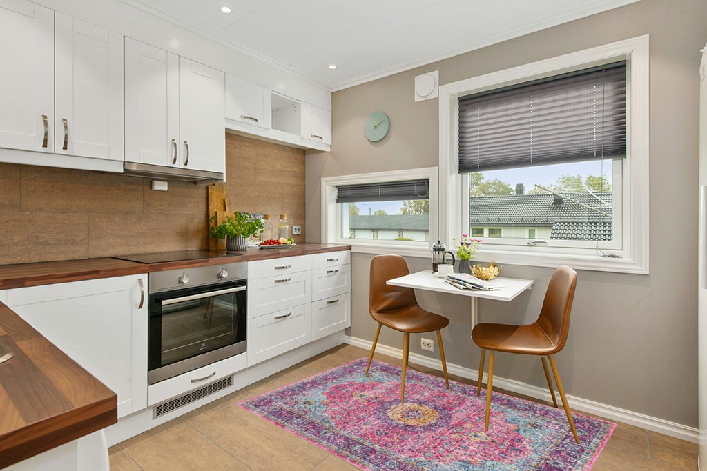 Rug ideas in Wood and White Small Kitchen