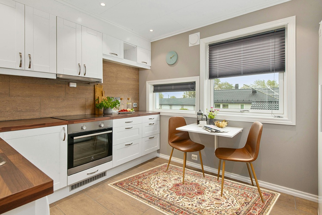 Rug ideas in Wood and White Small Kitchen