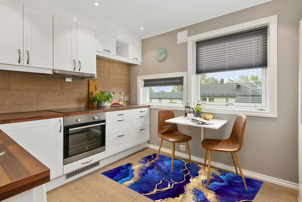 Rug ideas in Wood and White Small Kitchen