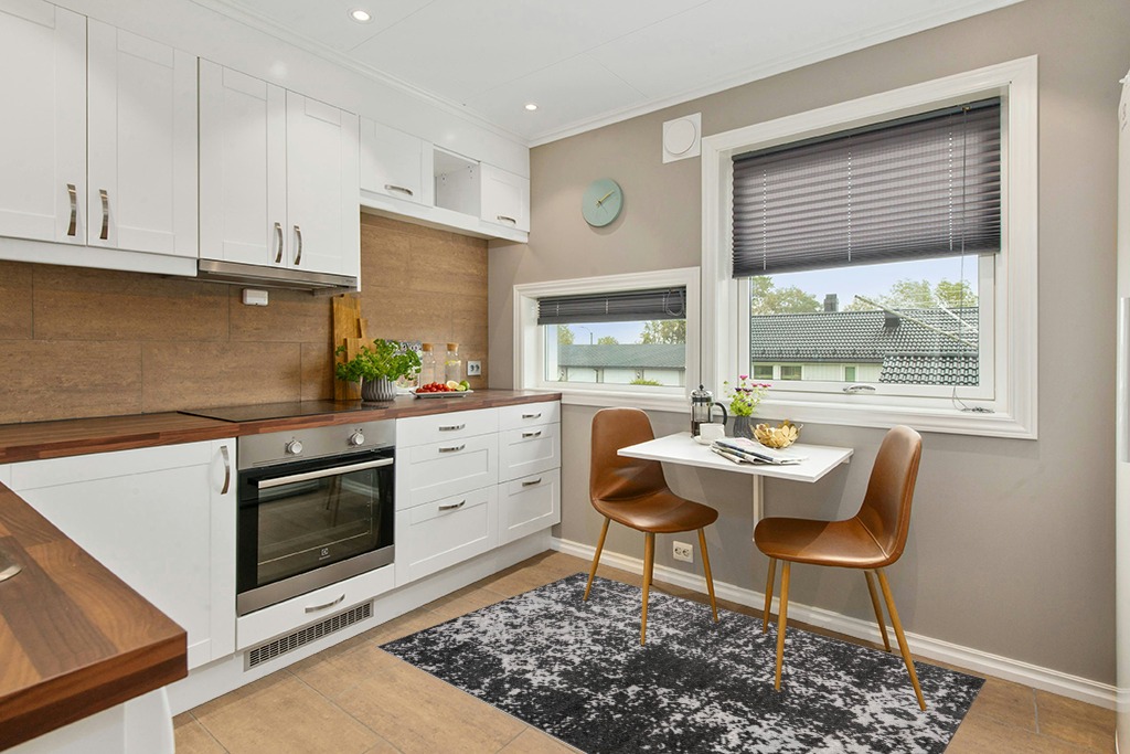 Rug ideas in Wood and White Small Kitchen