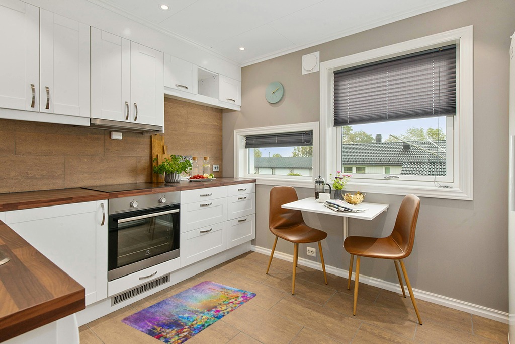 Rug ideas in Wood and White Small Kitchen