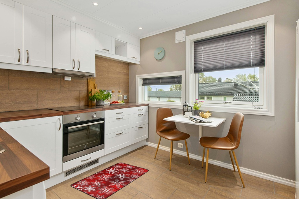 Rug ideas in Wood and White Small Kitchen