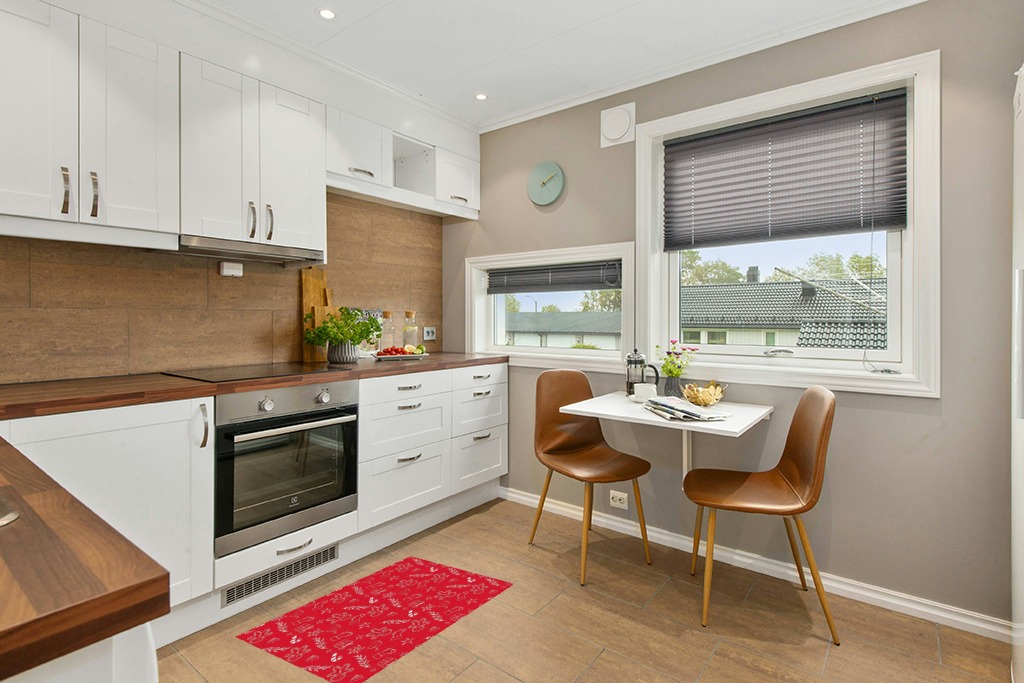 Rug ideas in Wood and White Small Kitchen