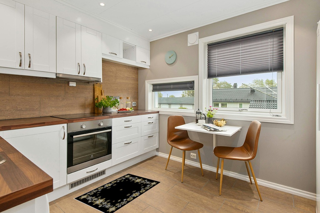 Rug ideas in Wood and White Small Kitchen