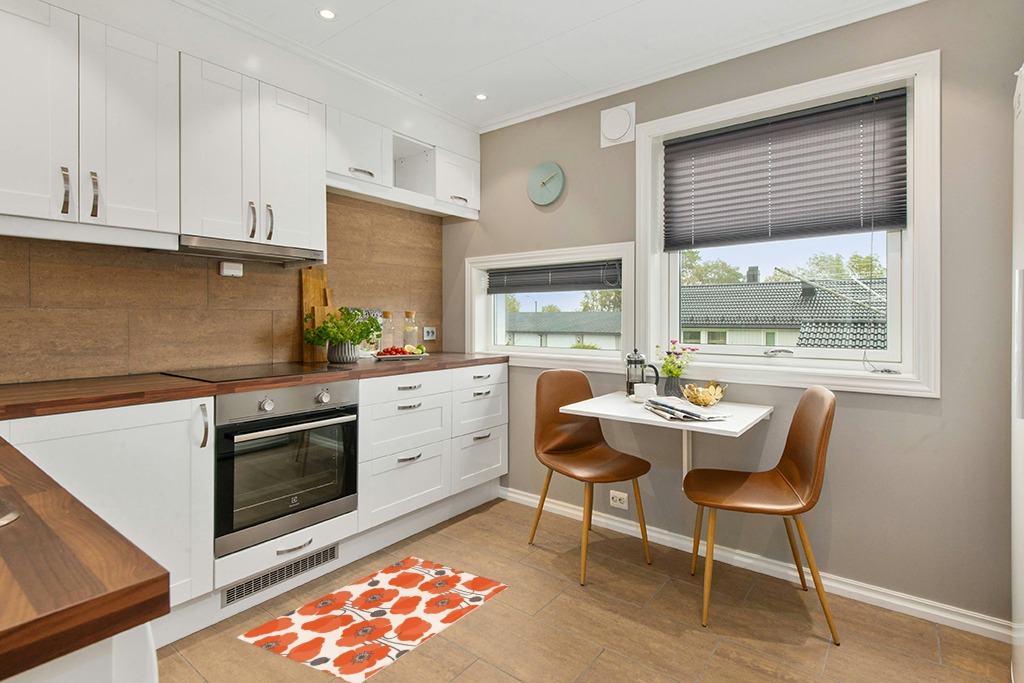 Rug ideas in Wood and White Small Kitchen