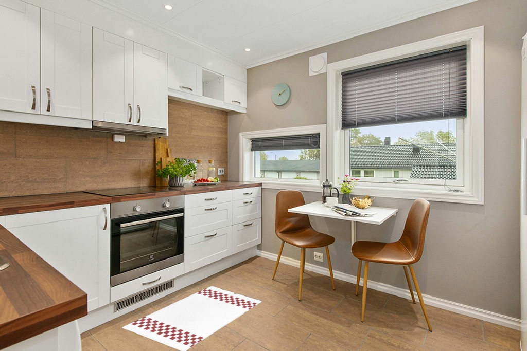 Rug ideas in Wood and White Small Kitchen
