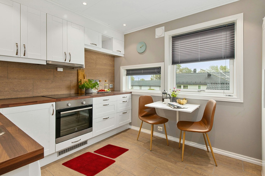 Rug ideas in Wood and White Small Kitchen