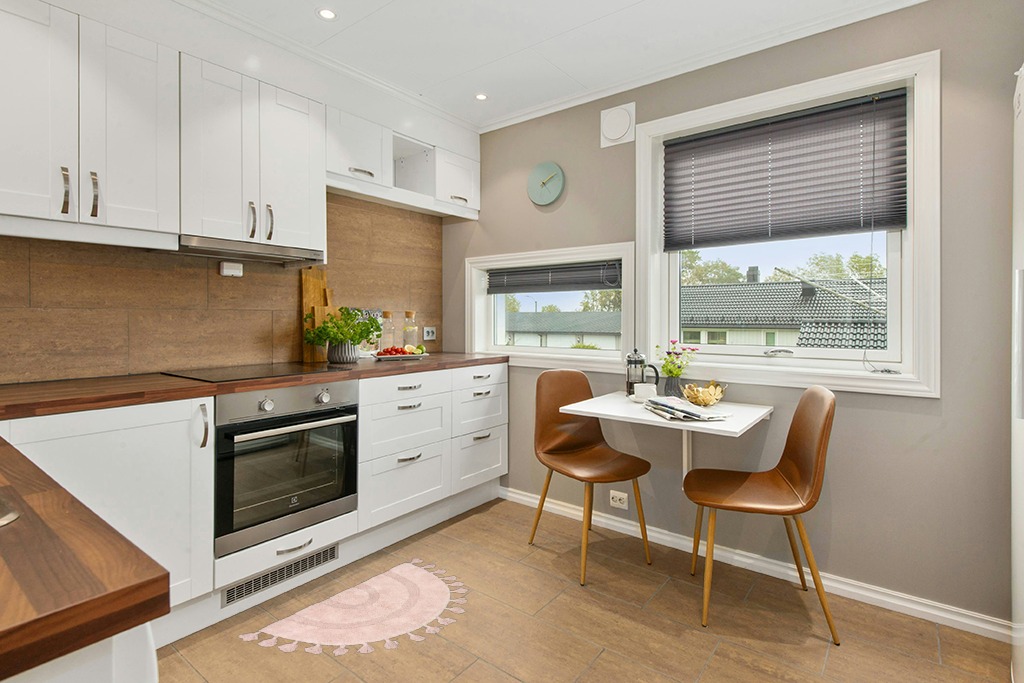 Rug ideas in Wood and White Small Kitchen