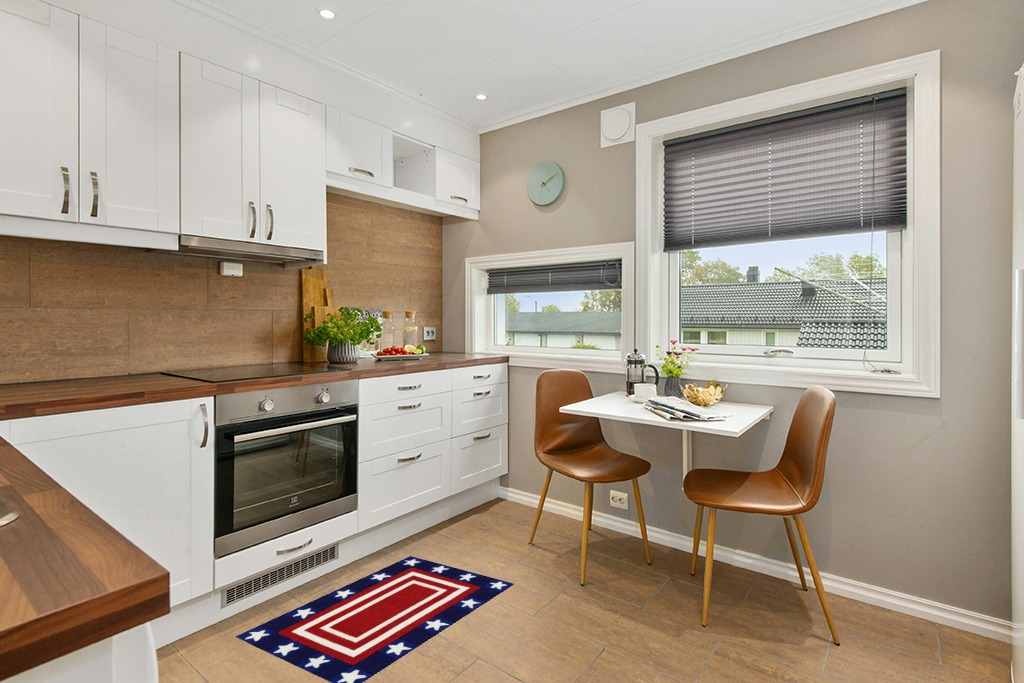 Rug ideas in Wood and White Small Kitchen