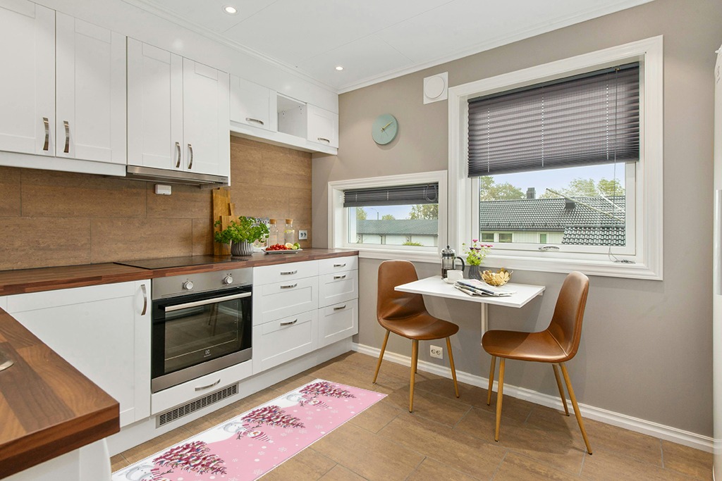 Rug ideas in Wood and White Small Kitchen