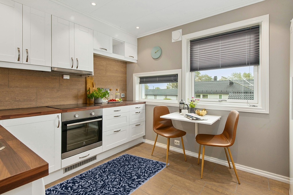 Rug ideas in Wood and White Small Kitchen