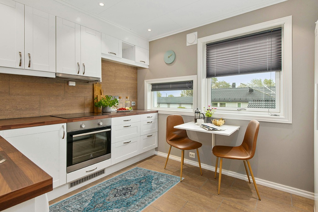 Rug ideas in Wood and White Small Kitchen