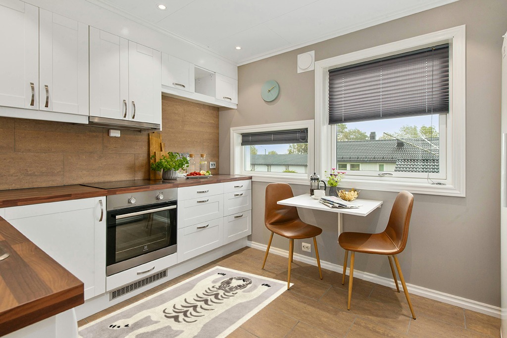 Rug ideas in Wood and White Small Kitchen