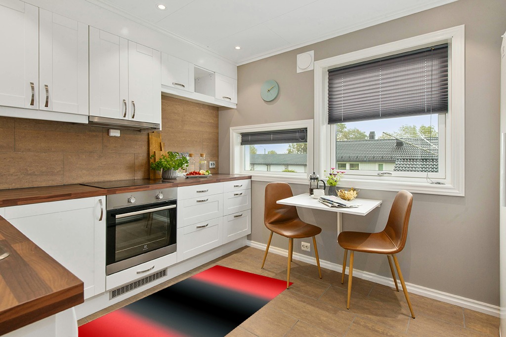 Rug ideas in Wood and White Small Kitchen