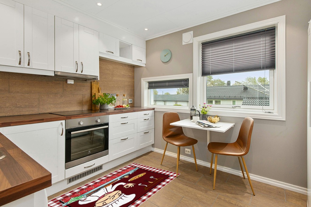 Rug ideas in Wood and White Small Kitchen
