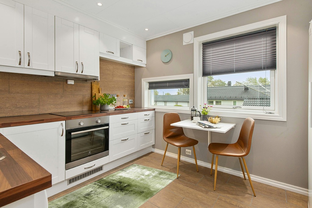 Rug ideas in Wood and White Small Kitchen