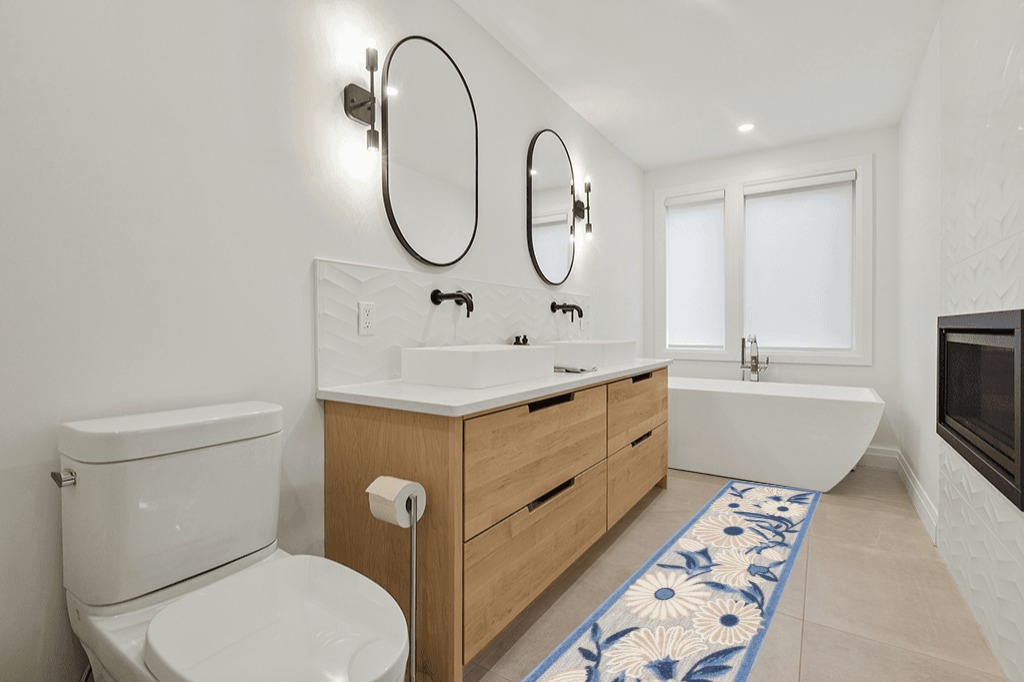 Bathroom rug ideas grey all runners in Scandinavian Neutral bathroom