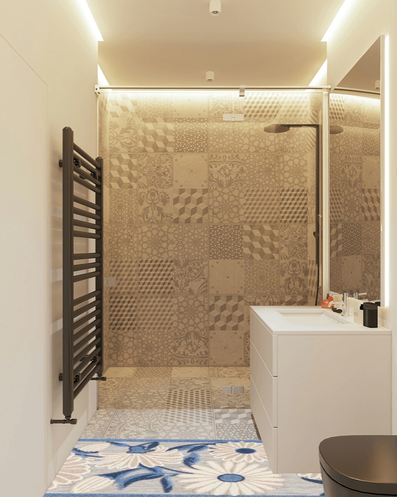 Bathroom rug ideas grey all runners in White Tiled Bathroom