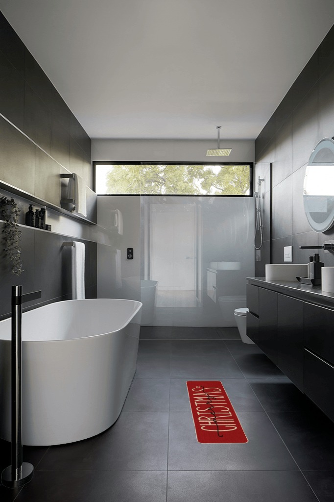 Rug ideas in Black Modern Bathroom