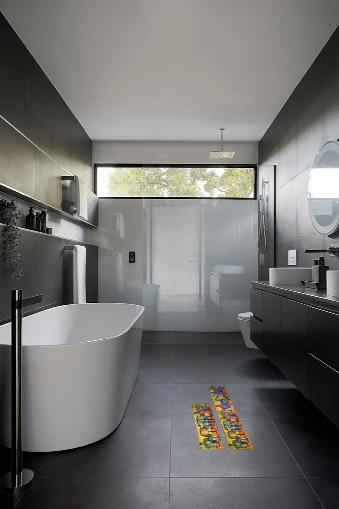 Rug ideas in Black Modern Bathroom