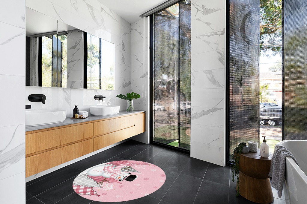 Small bathroom rug ideas in Modern Black Tiled bathroom