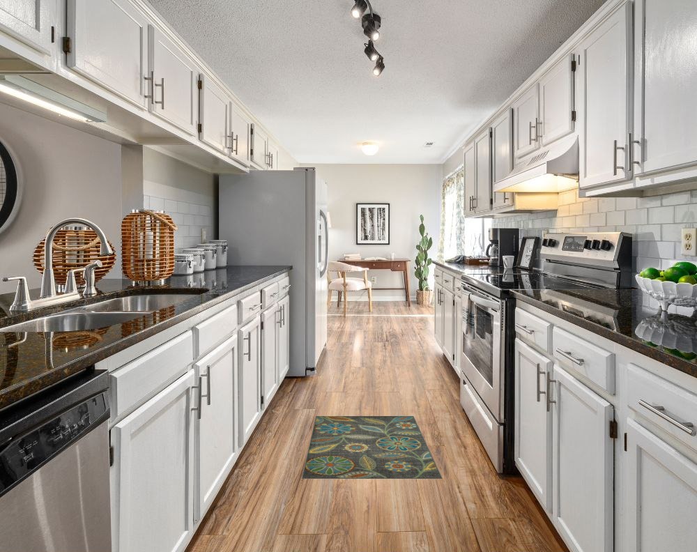 Kitchen rug ideas in White Traditional Kitchen
