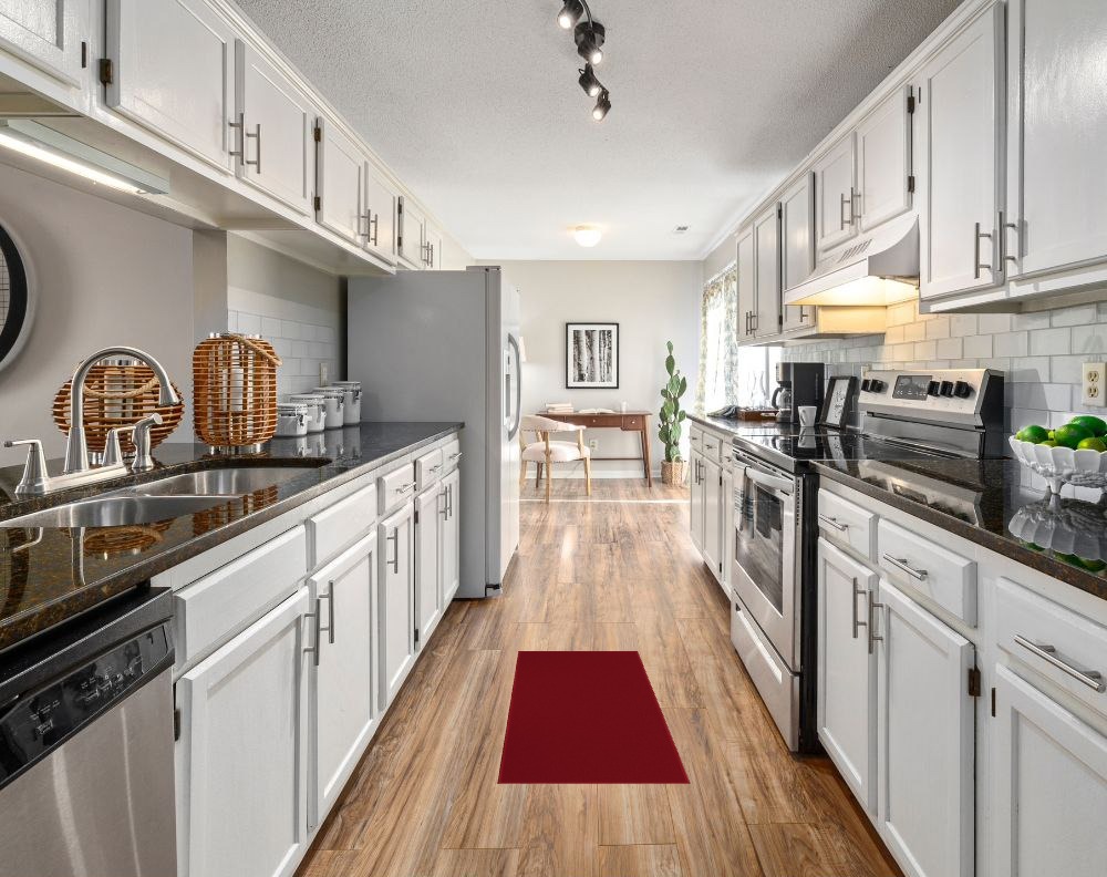 Round kitchen rug ideas in White Traditional Kitchen