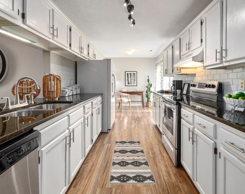 Round kitchen rug ideas in White Traditional Kitchen