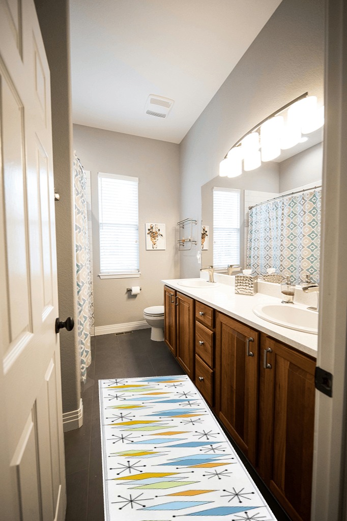 Bathroom rug ideas white in Wooden and Grey Bathroom