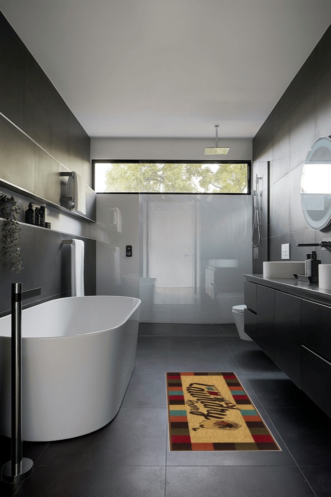 Bathroom runner rug ideas in Black Modern Bathroom