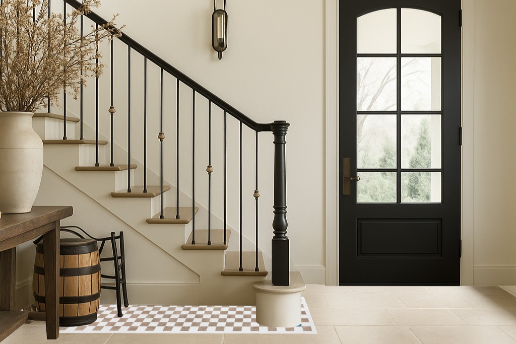 Foyer runner rug ideas in Foyer with Stairs
