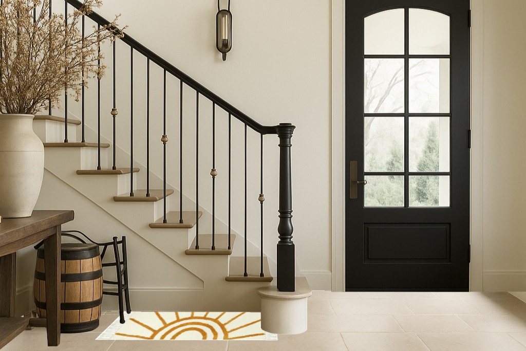 Foyer runner rug ideas in Foyer with Stairs