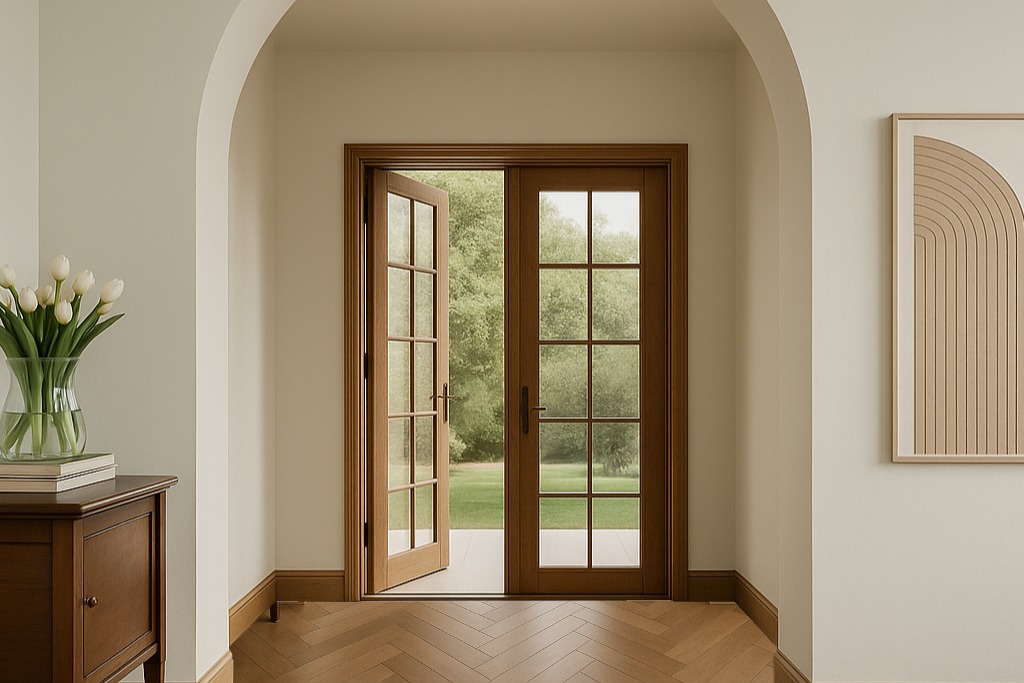 Farmhouse rug ideas in Transitional Foyer