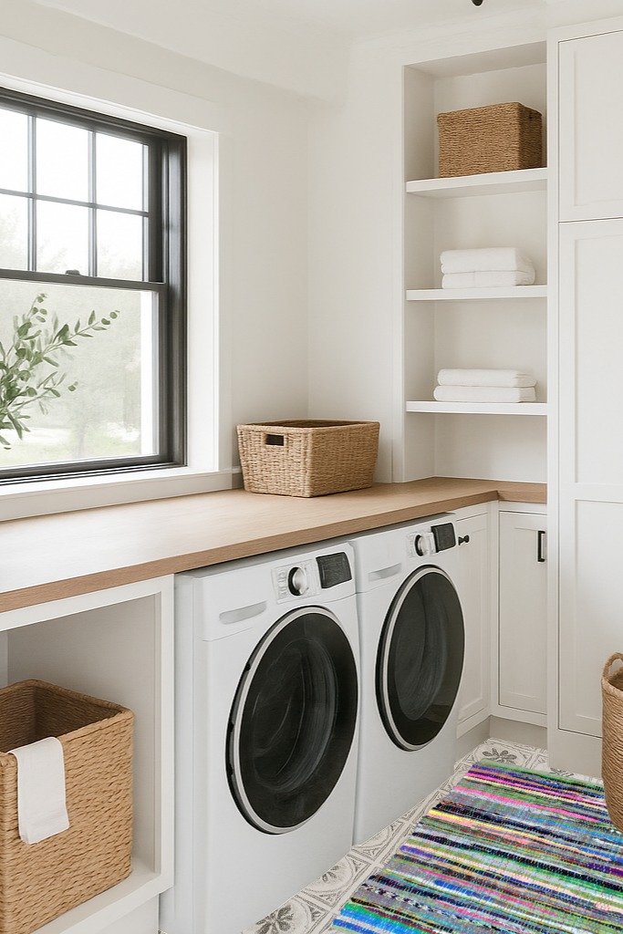 Green rug ideas in Traditional Laundry Room