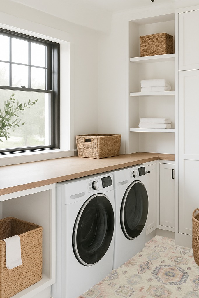 Grey rug ideas in Traditional Laundry Room