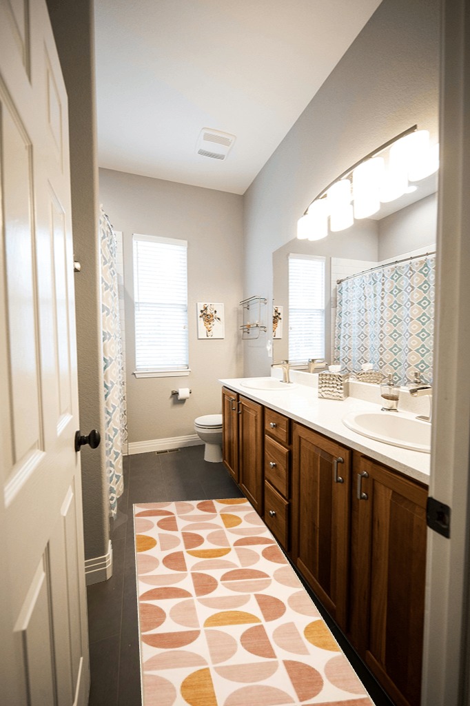 Bathroom rug ideas ivory in Wooden and Grey Bathroom