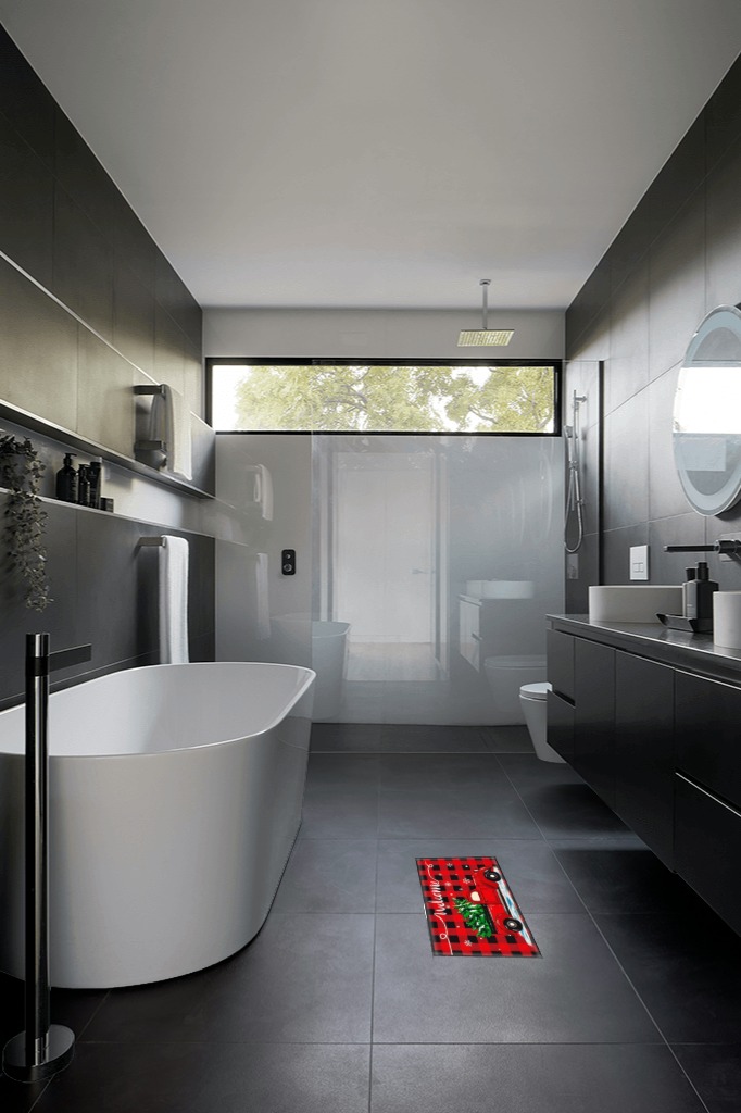 Christmas rug ideas in Black Modern Bathroom
