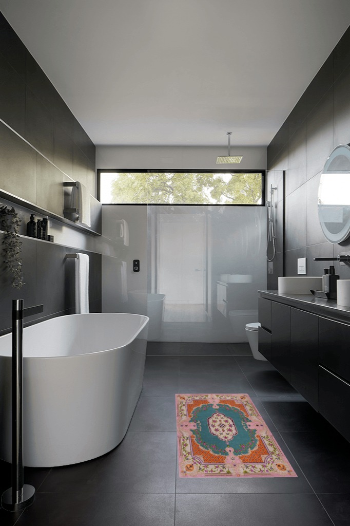 Rug ideas in Black Modern Bathroom