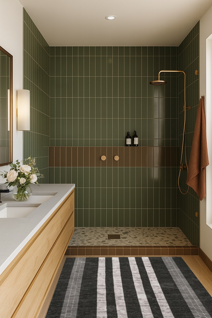 Jonathan Y Timantii Bohemian Medallion Textured Weave Indoor/Outdoor Machine ... in Green Bathroom